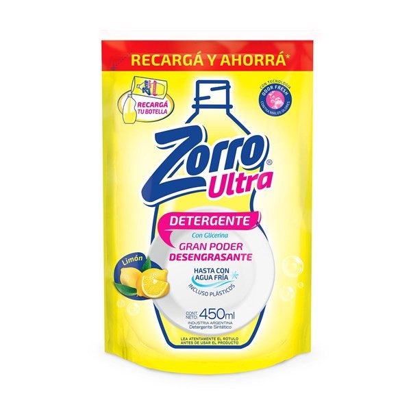 Detergente Zorro Limón Con Glicerina Dp 450 ml. #1