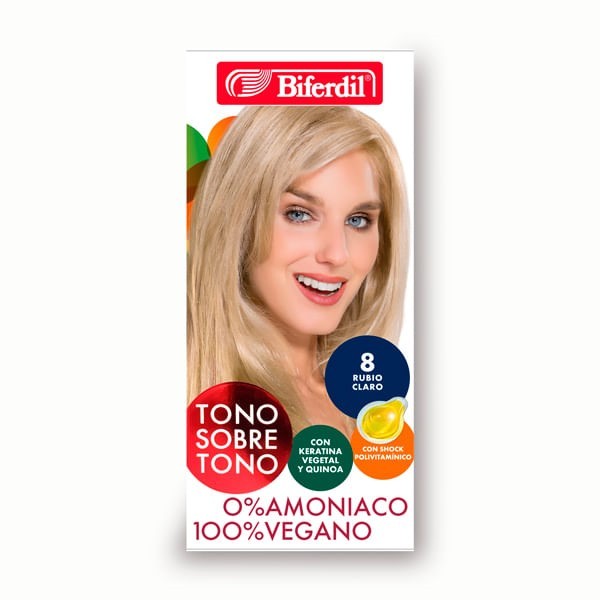 Biferdil Kit de Coloracion Tono Sobre Tono 8 Rubio Claro #1