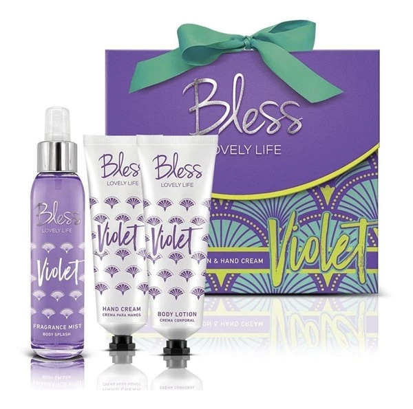 Kit Bless Trio Violet For Woman Body Splash + Body Lotion + Crema Manos