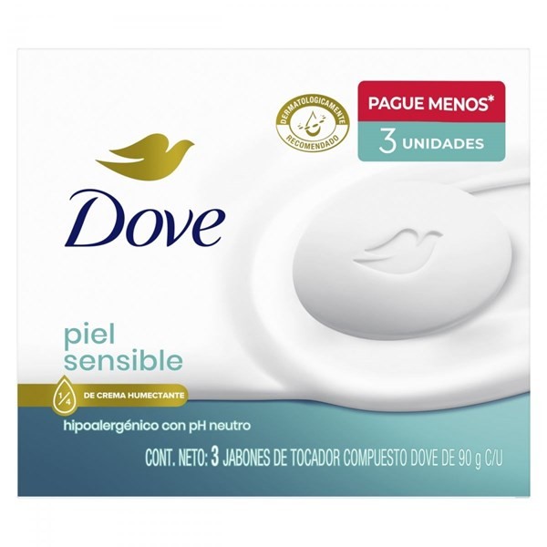 Dove Jabón en Barra Piel Sensible  90 gr (3 Unidades) alt