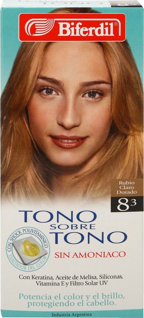 Coloración Permanente Biferdil Tono Sobre Tono 8.3 Rubio Claro Dorado #1