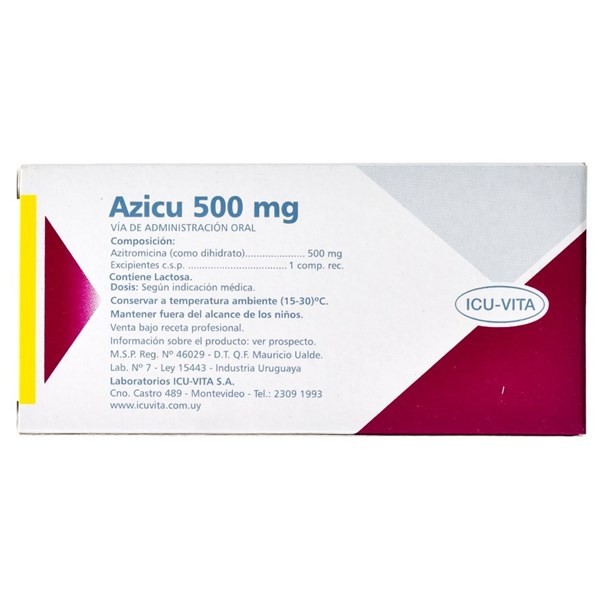 Azicu 500 Mg | 3 Comprimidos | Azitromicina #1