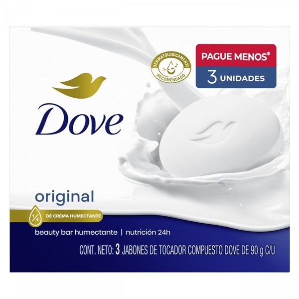 Pack de Jabón Dove Original en Barra x 90 g x 3 un alt