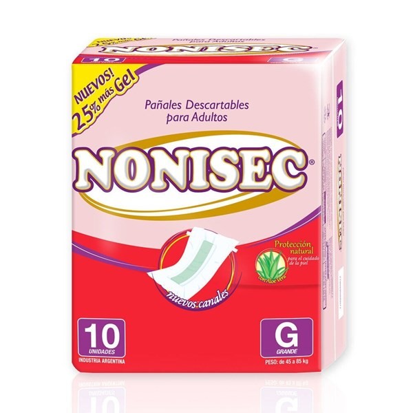 Pañales Para Adulto Nonisec Con Gel Talle g 10 U. #1