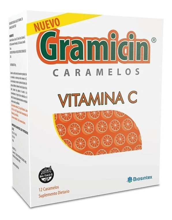 Gramicin Vitamina C Suplemento Dietario Caramelos 12 Uds Naranja