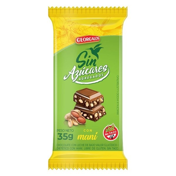 Georgalos Chocolate Con Maní Sin Azucar Agregada 35 grs. #1