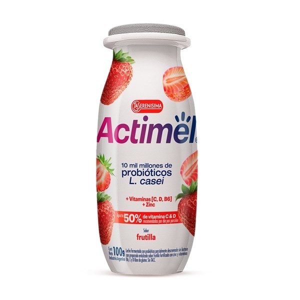Leche Fermentada Actimel Sabor Frutilla 100 cc. alt