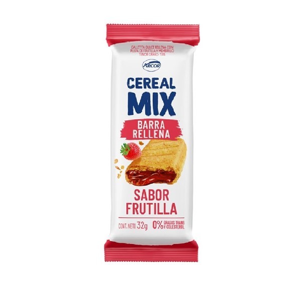 Barra Cereal Mix  rellena Sabor Frutilla x 32 g