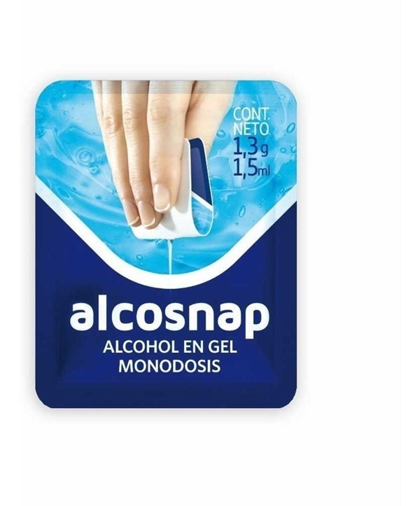 Alcosnap Alcohol en Gel Minisachet Individual 15 Unidades #1