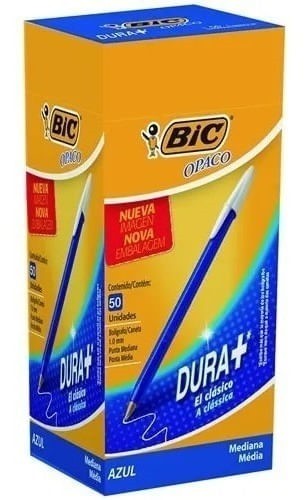 Bic Opaco Dura+ Boligrafo 1.0 Azul Caja x 50 Unidades