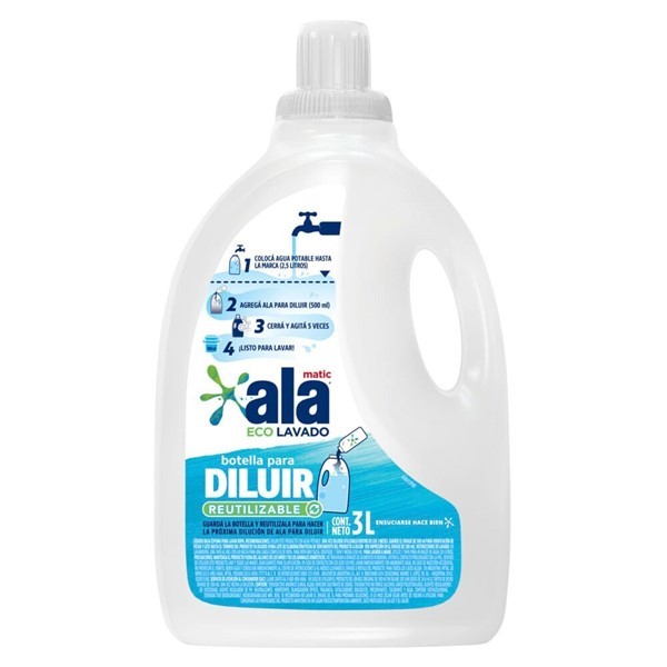 Jabón Líquido Para Ropa Ala Ecolavado Diluible x 3 l + Botella x 500 ml alt