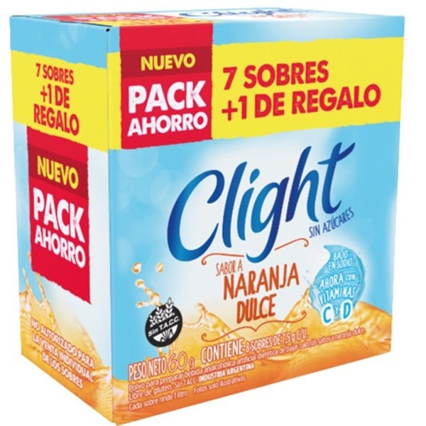 Clight Jugo En Polvo Naranja Dulce 7+1 Light 174 Gr #1