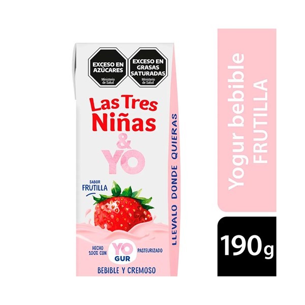 Las Tres Niñas Yogur Bebible Larga Vida Las 3 Niñas de Frutilla 190 grs #1