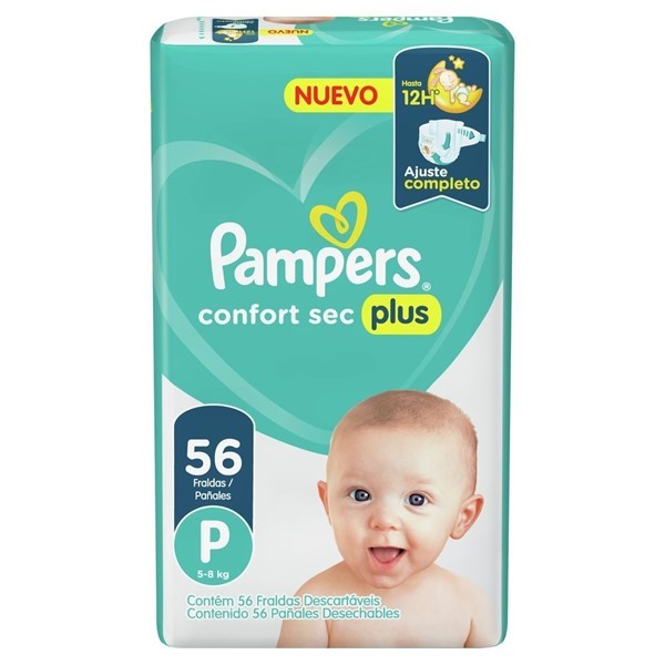 Pampers Pañales Descartables Confort Sec Plus P (56 Unidades) alt