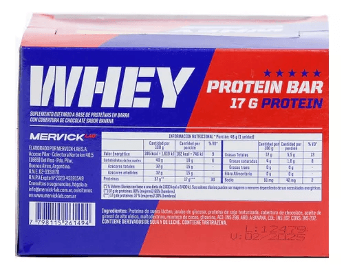 Mervicklab Whey Protein Bar 12 Unidades |  Barra Proteica 46 gr Sabor Chocolate alt