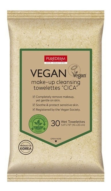 Purederm Vegan Make Up Cleansing Towelettes Cica 30 toallas #1