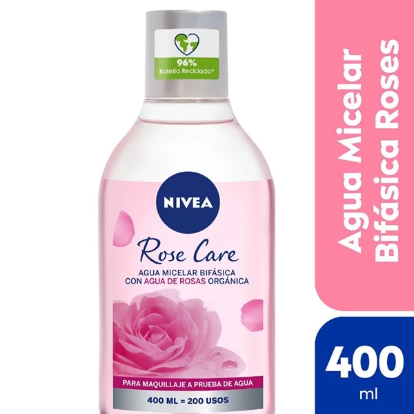 Nivea Agua Micelar Bifásica  Rose Care Para Todo Tipo de Piel 400 ml