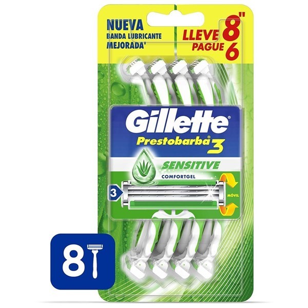 Gillette Prestobarba 3 piel Sensible (8 Unidades) alt