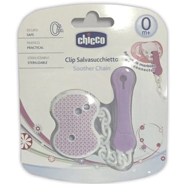 Chicco Clips Con Cadena Rosa