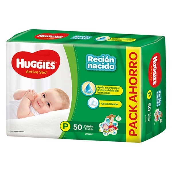 Huggies Pañales Active Sec Talle P (50 Unidades) alt
