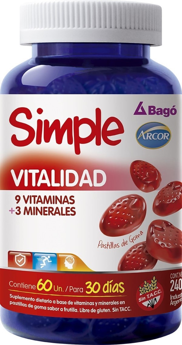 Simple Suplemento Dietario Vitalidad (60 Pastillas de Goma) alt