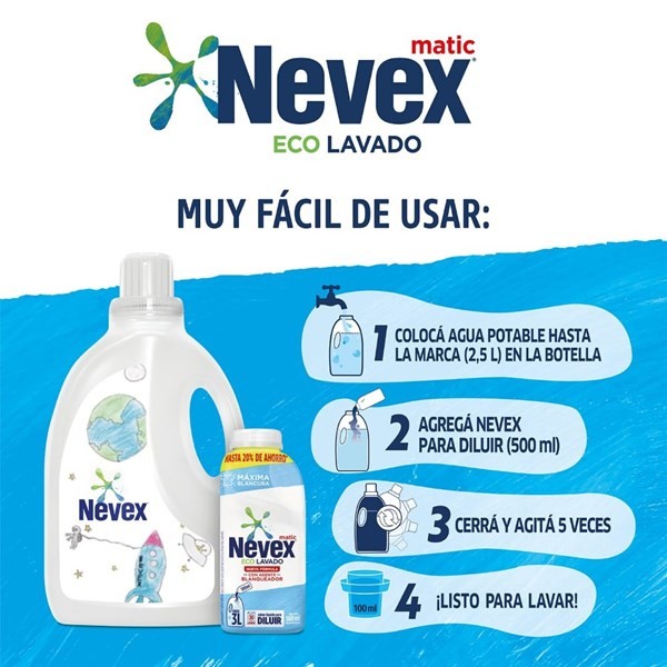 Jabón Líquido Para Ropa Nevex Concentrado Para Diluir | 500 Ml + Botella #1