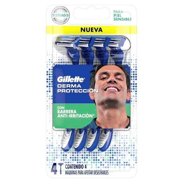 Gillette Maquina Afeitar Piel Sensible Derma Protección 4u alt