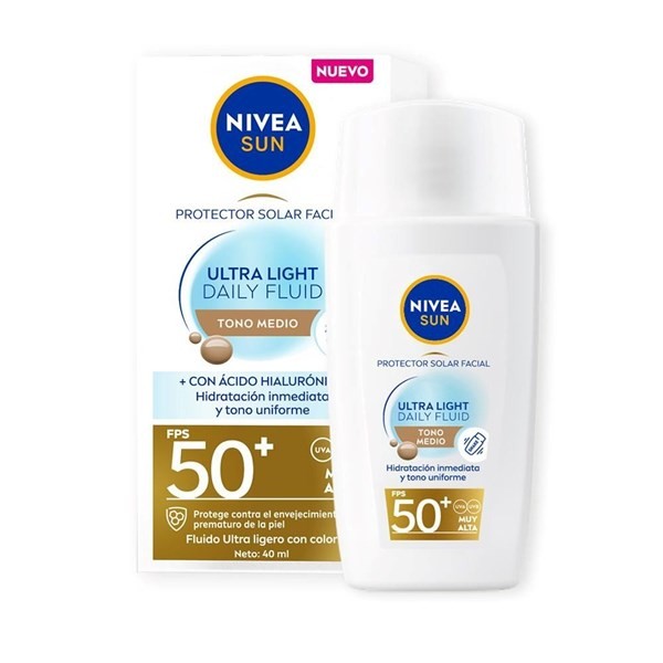 Nivea Sun Ultra Light Daily Fluid Tono Medio Fps 50+ x 40 ml