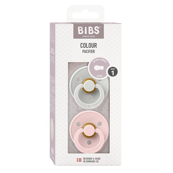 Bibs Chupete Tetina Redonda Gris & Rosa Talle 1 | 2 Unidades 