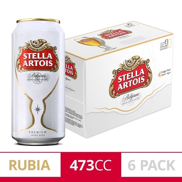 Cerveza Stella Artois 473cc Six Pack