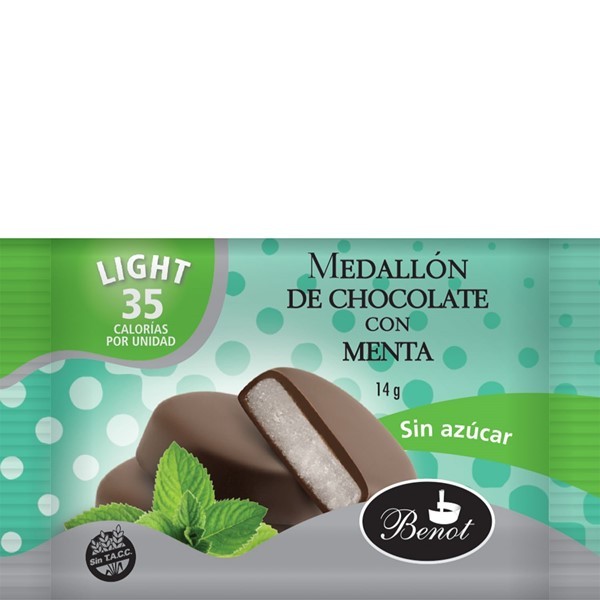 Medallón Benot de Chocolate Dietéticos Sabor Menta  x 14 g