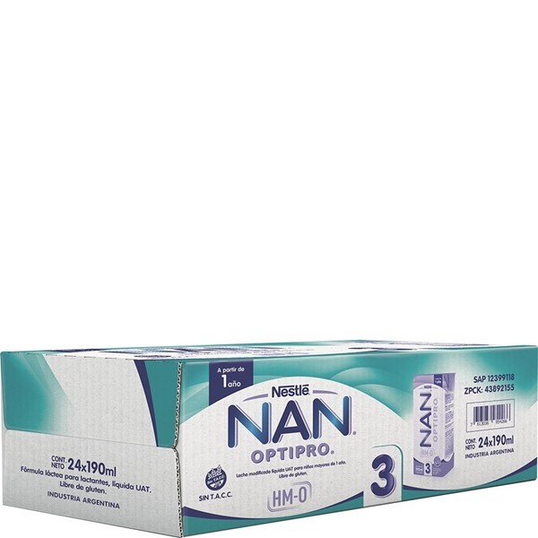Leche Infantil Líquida Nan 3 190ml x 24 un