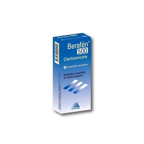 Berafen 500 Mg | 12 Comprimidos | Claritromicina #1