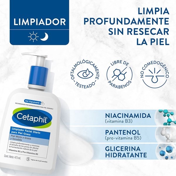 Cetaphil Limpiador Facial Diario Para Piel Grasa  473 ml alt
