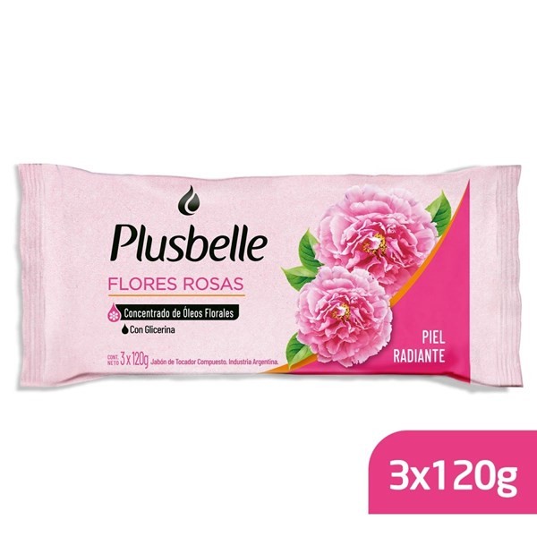 Plusbelle Jabon Flores Rosas 120 gr (3 Unidades) #1