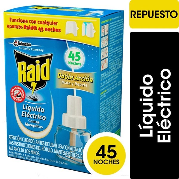 Repuesto Aparato Eléctrico Repelente Líquido Mata Mosquitos Raid 45 Noches #1