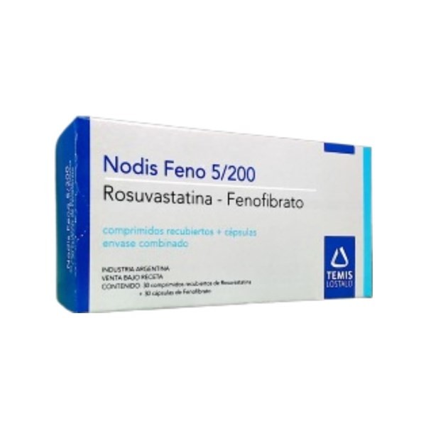 Temis Lostaló Nodis Feno Rosuvastatina + Fenofibrato 5 / 200 x 30 Comp Recubiertos + 30 Cáps #1