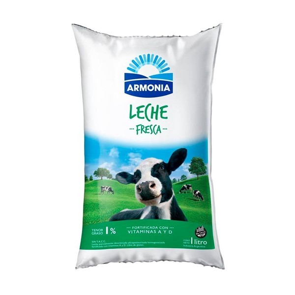 Armonia Leche Parcialmente Descremada 1% Armonía Sachet 1 L
