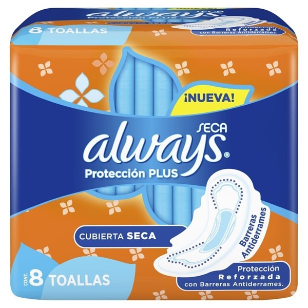 Always Toallas Higiénicas Seca Protección Plus Con Alas 8U Unico #1