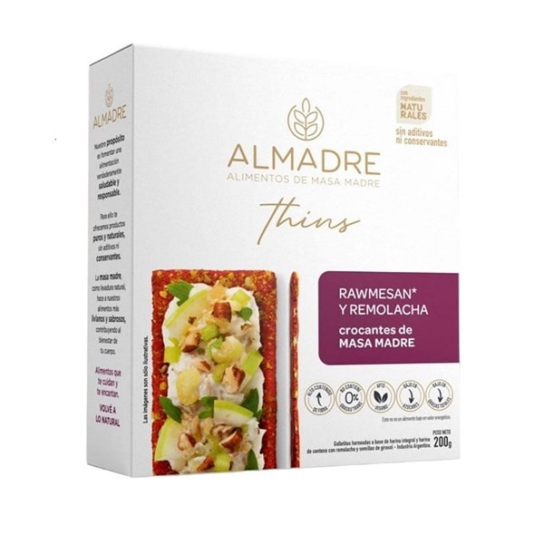 Galletas Integrales Crocantes Almadre Rawmesan Y Remolacha x 200 g