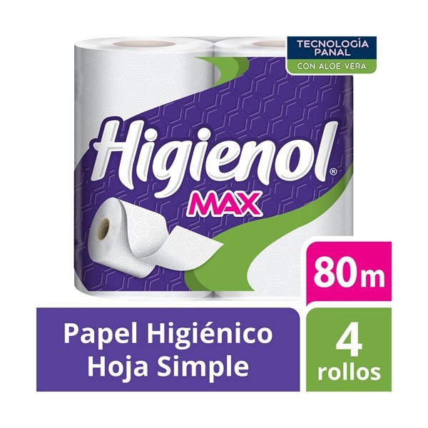 Papel Higiénico Hoja Simple Higienol Max X4 80 Mts. #1