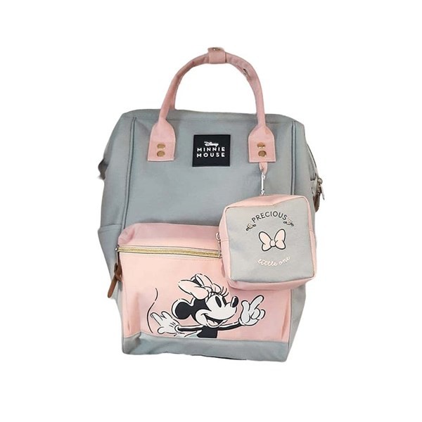 Mochila Escolar Minnie Mouse 17" Original Grande Con Bolsillos y Monedero