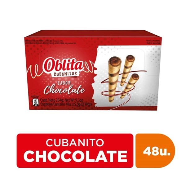 Cubanitos Oblita Rellenos de Chocolate x 48 U #1