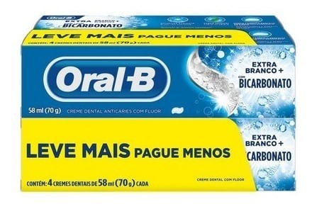 Oral B Extra Blanco + Bicarbonato Pasta Dental 70 g X4u #1