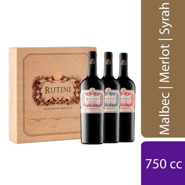 Estuche Vino Tinto Rutini Cabernet Malbec + Merlot + Syra 750 cc. x 3 uni #1