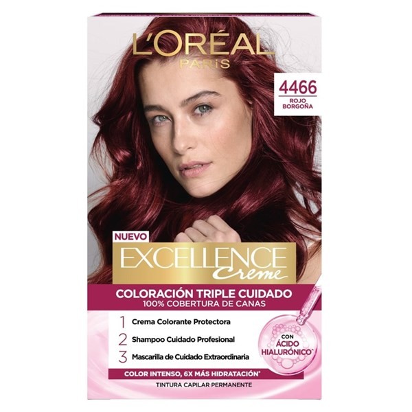Kit Tintuta Excellence Creme Con Ácido Hialurónico Color 4466 Rojo Borgoña