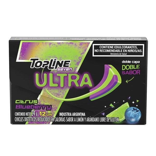 Chicle Topline 7 ultra Doble Sabor Citrus Blueberry x 24 g