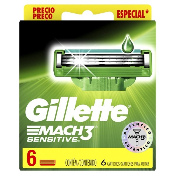Gillette Cartucho Para Afeitar 3 mach Sensitive (6 Unidades) alt