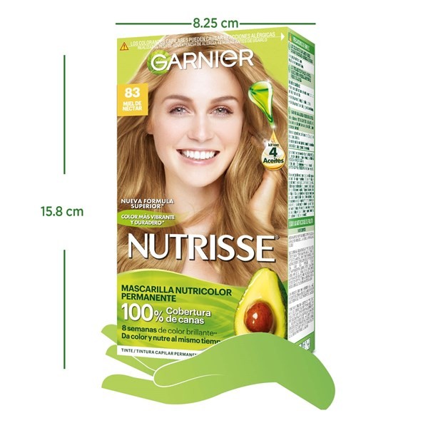 Nutrisse Kit de Coloración Permanente  clásico Tono 83 miel de Nectar Color 83 Oro alt