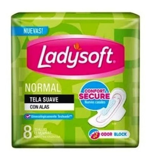 Ladysoft Normal Toallas Femeninas Tela Suave Con Alas x 8 U Unico